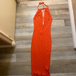 Orange dress backless